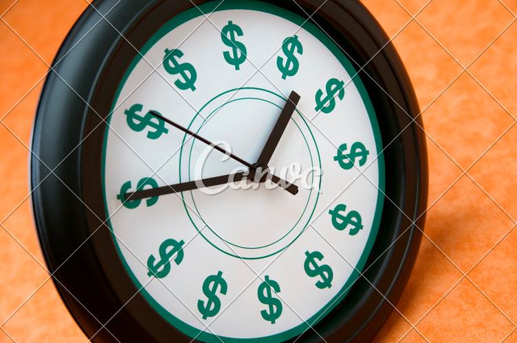 商务商业计时器时钟美元符号横向时间就是金钱水平时间摄影图片
